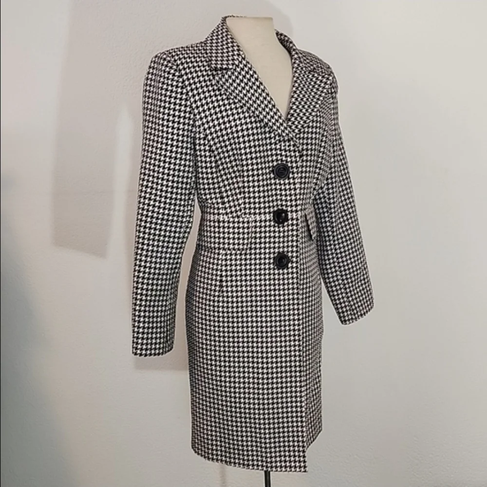 Isabella Suits Coat Houndstooth Black Plus Size 14